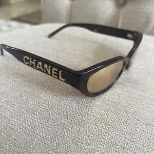 Chanel 24K Rectangular Sunglasses Tortoiseshell